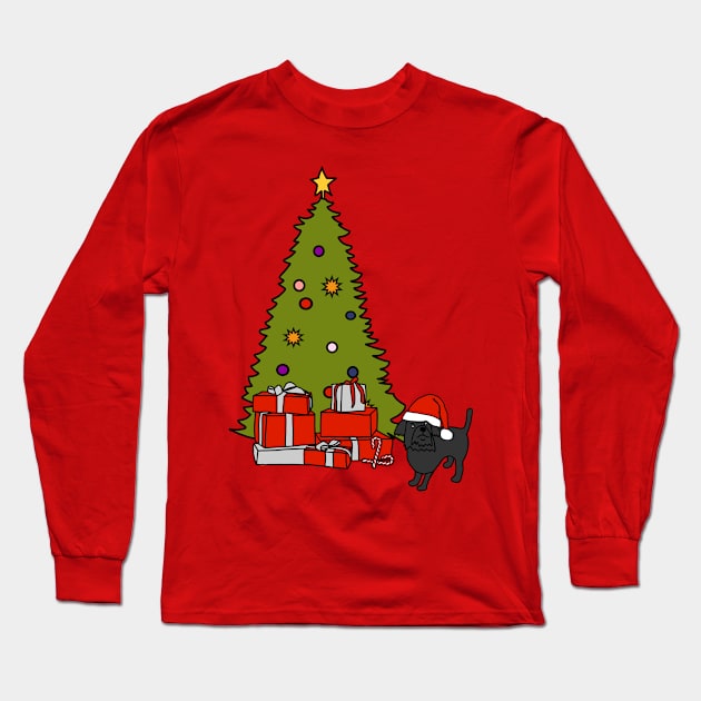 Cute Dog and Christmas Tree Long Sleeve T-Shirt by ellenhenryart